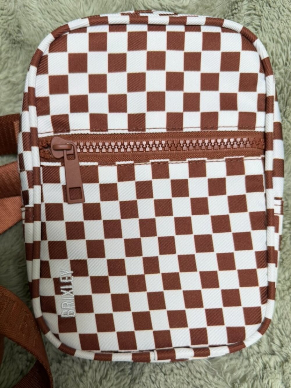 Brixley Brown Checkered Crossbody Bag